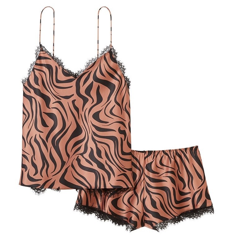 

Пижама Victoria's Secret Stretch Satin and Lace, коричневый/черный