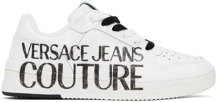

Бело-черные кроссовки с принтом Versace Jeans Couture