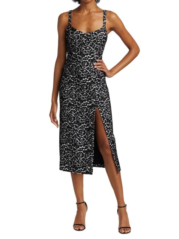 

Платье миди с кружевом Michael Kors Collection Black optic white