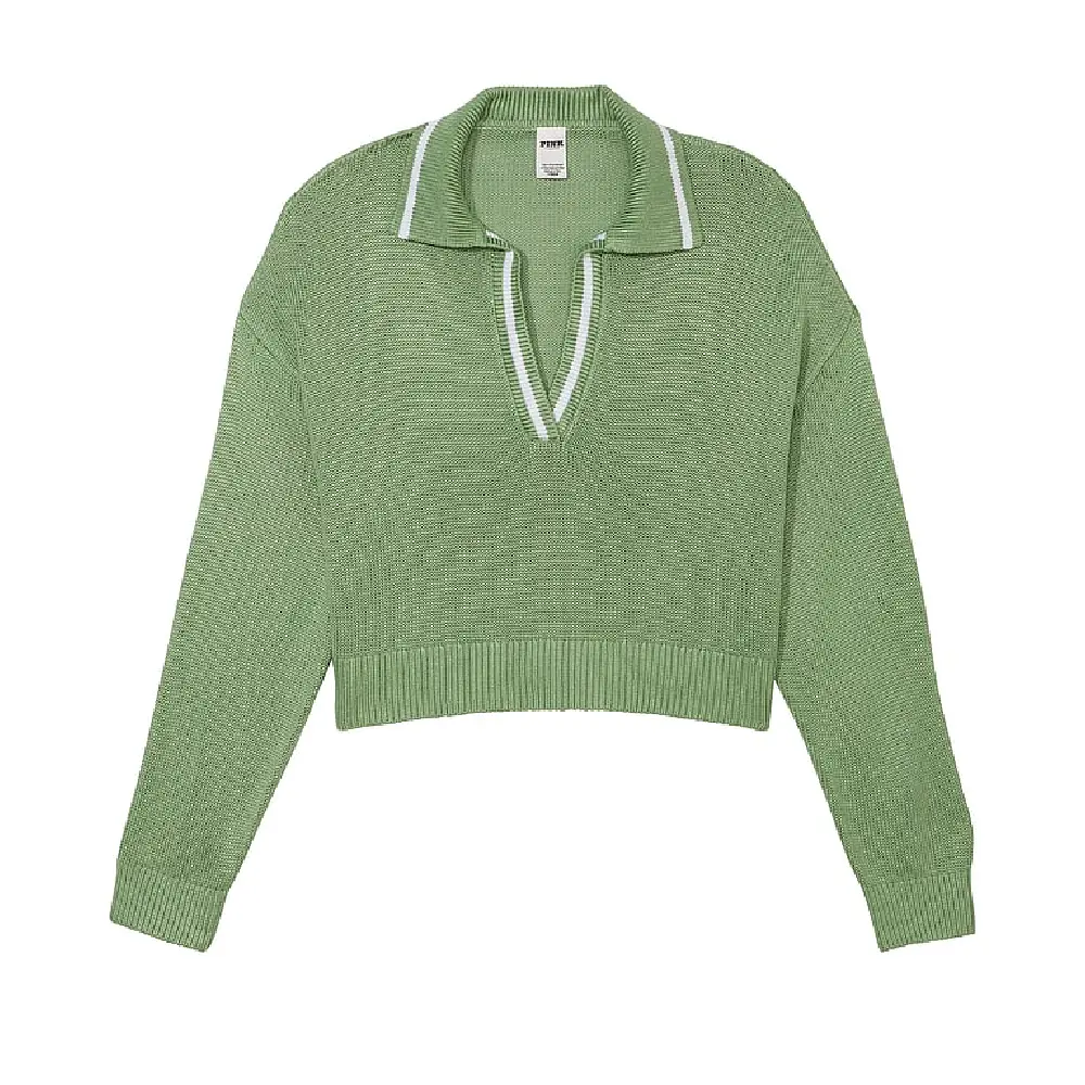 

Свитер Victoria's Secret Pink Cambridge Knit Prep Polo, зеленый