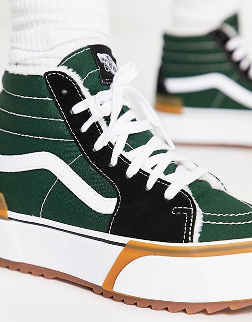 

Черно-зеленые кроссовки Vans SK8-Hi Stacked