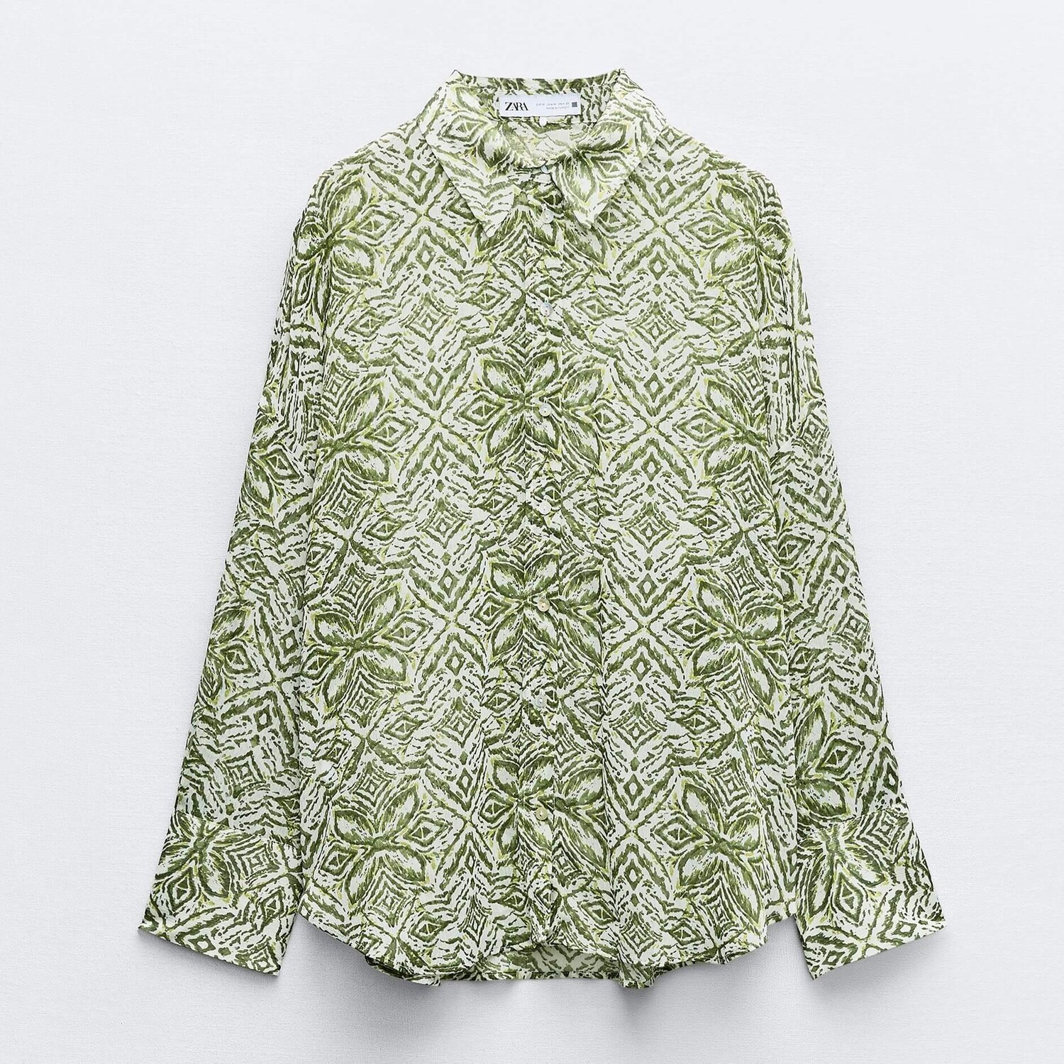 

Рубашка Zara Printed, зеленый/белый
