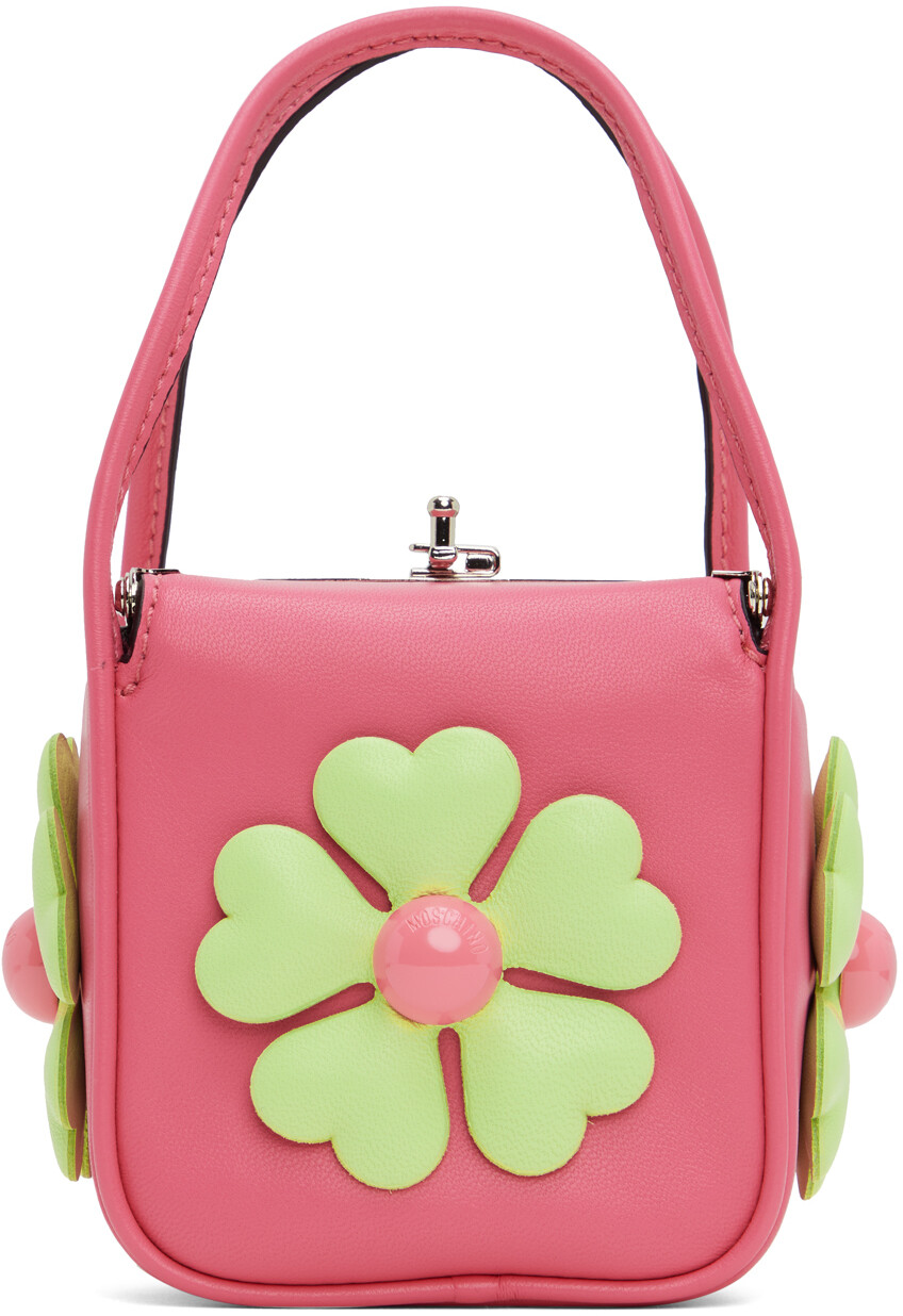 

Розовая сумка с цветами в форме сердца Moschino