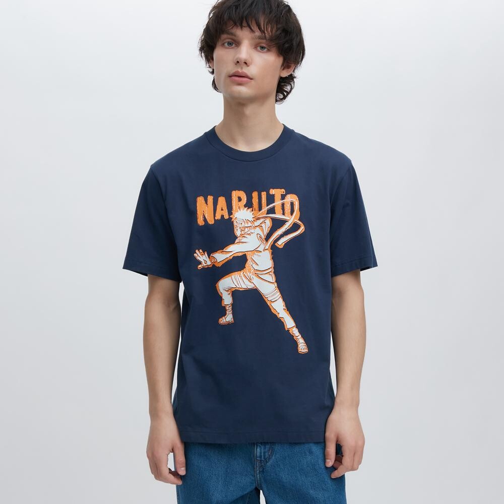 

Футболка с принтом унисекс Uniqlo, синий