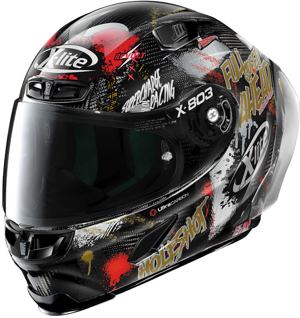 

X-Lite X-803 RS Ultra Carbon Replica Holeshot Шлем, черный/серебристый/красный
