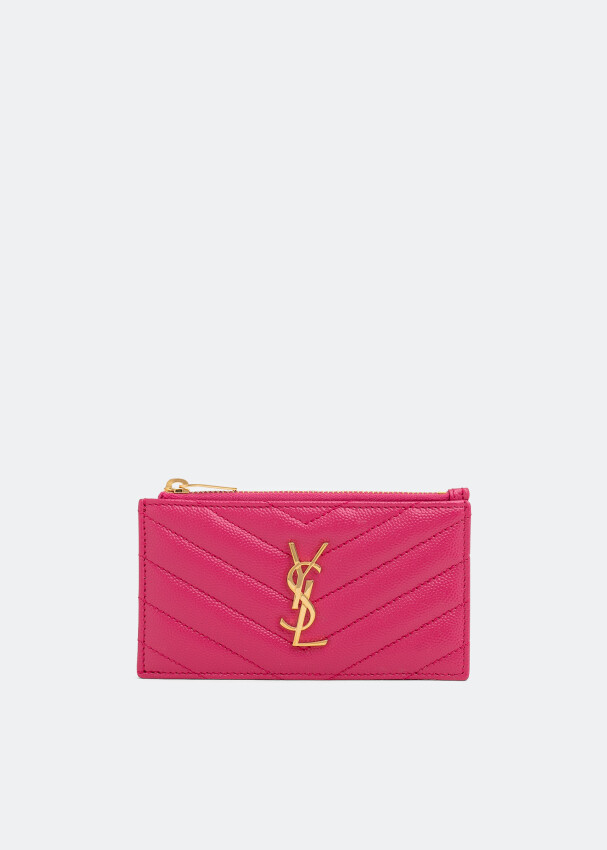 

Картхолдер SAINT LAURENT Monogram zippered fragment card case, розовый