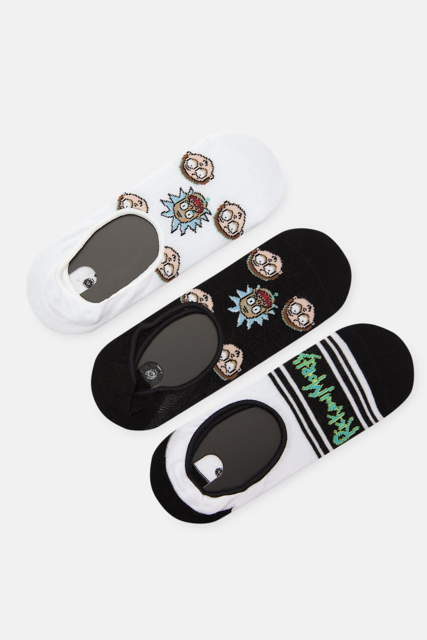 

Носки Pull&Bear Rick & Morty, 3 пары, белый/черный