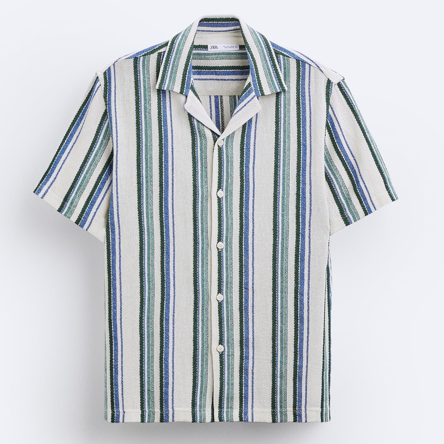

Рубашка Zara Striped, кремовый/зеленый/синий