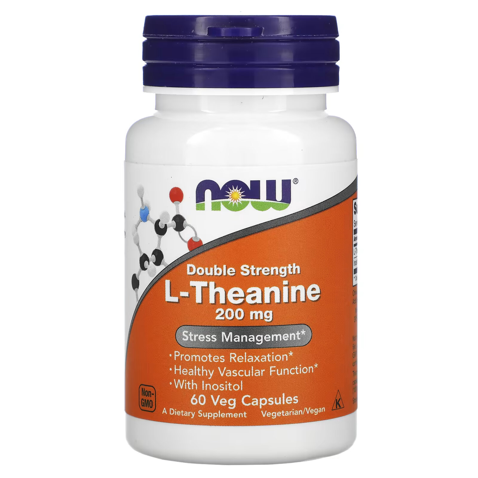 L-теанин двойная сила NOW Foods 200 мг, 60 растительных капсул nutrachamps l теанин 200 мг 60 растительных капсул