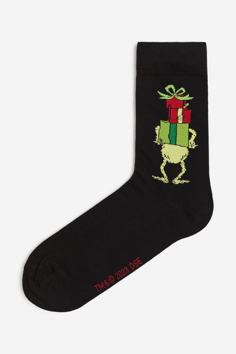 

Носки H&M x The Grinch Motif-detail, черный