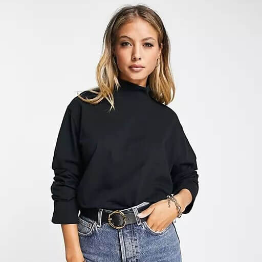 

Свитшот Asos Design Boxy High Neck, черный