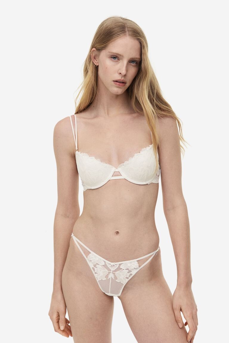 

Кружевной бюстгальтер пуш-ап H&M, белый