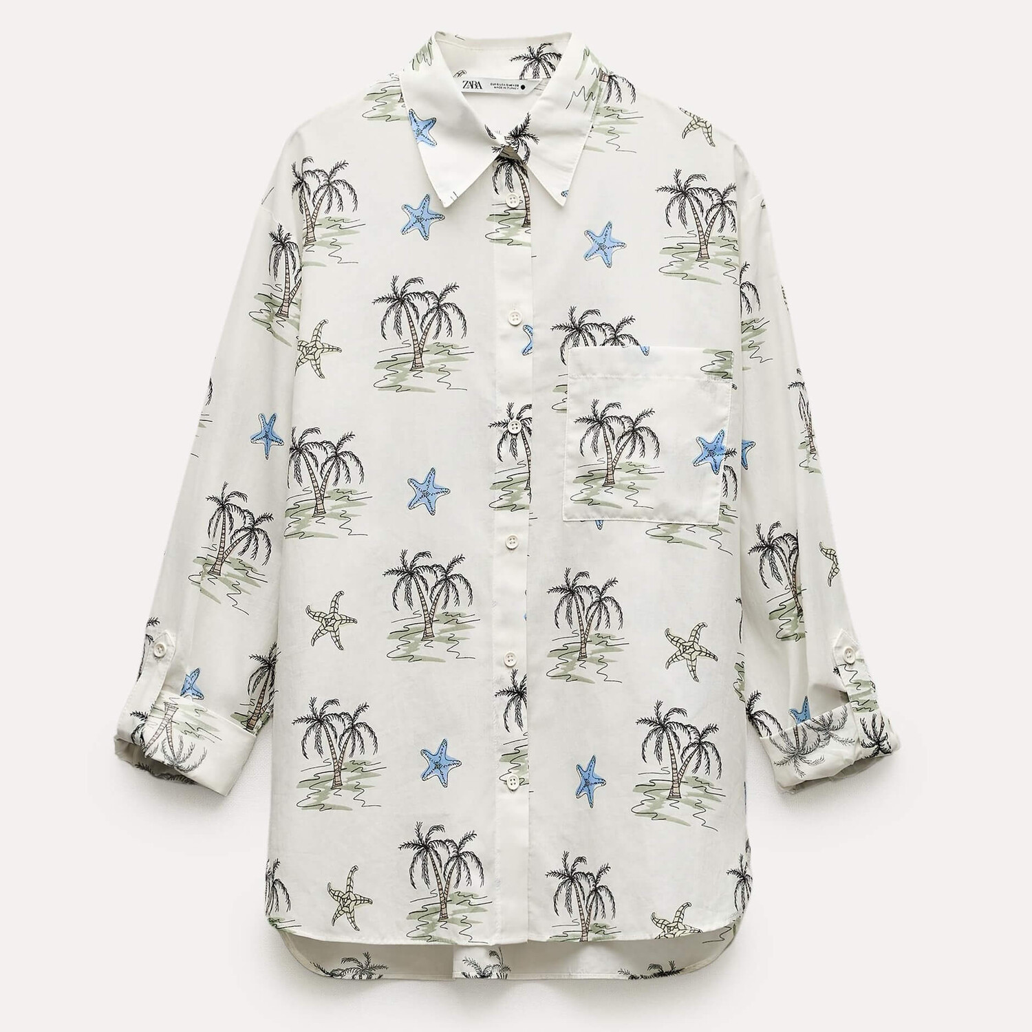 Рубашка Zara ZW Collection Printed Shirt, светло-бежевый/зеленый рубашка zara zw collection printed светло бежевый красный