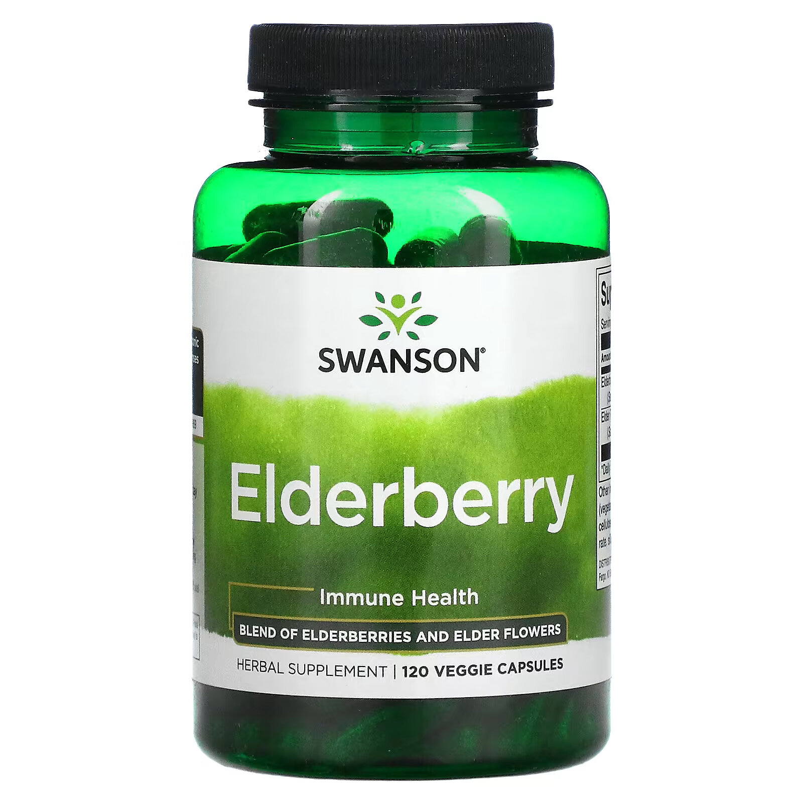 Swanson, Elderberry, для укрепления иммунитета, 120 растительных капсул swanson бузина 120 растительных капсул