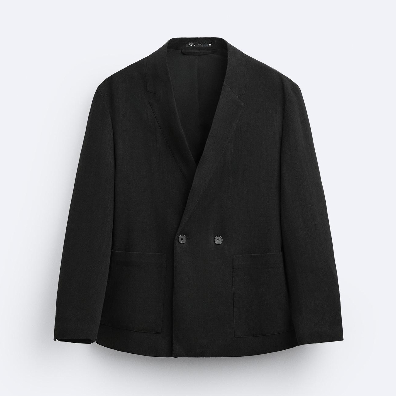 Пиджак Zara Double-breasted, черный пиджак zara размер 48 черный