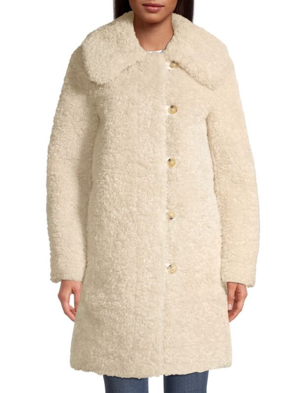 

Асимметричное пальто из искусственного меха Rebecca Taylor Beige