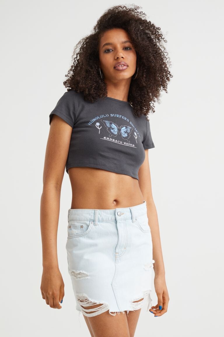 

Укороченный топ H&M, черный/гонолулу