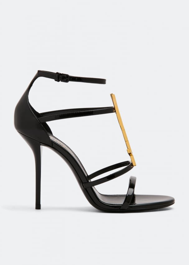 Сандалии SAINT LAURENT Cassandra leather sandals, черный