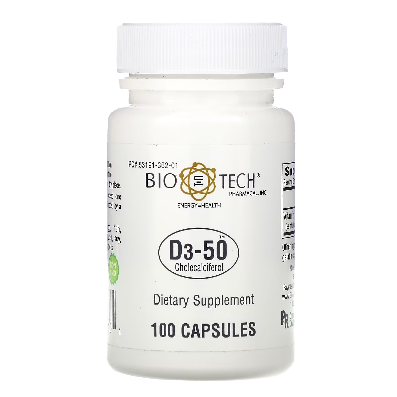 Холекальциферол Bio Tech Pharmacal D3-50, 100 капсул