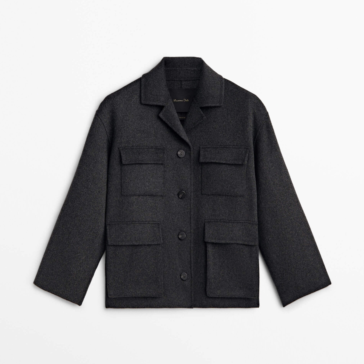 

Пальто Massimo Dutti Short Wool Blend With Pockets, светло-серый