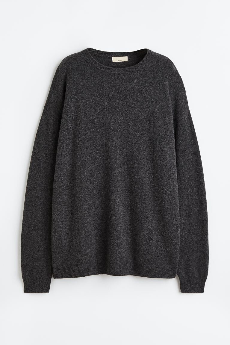 

Кашемировый свитер оверсайз H&M, темно-серый меланж