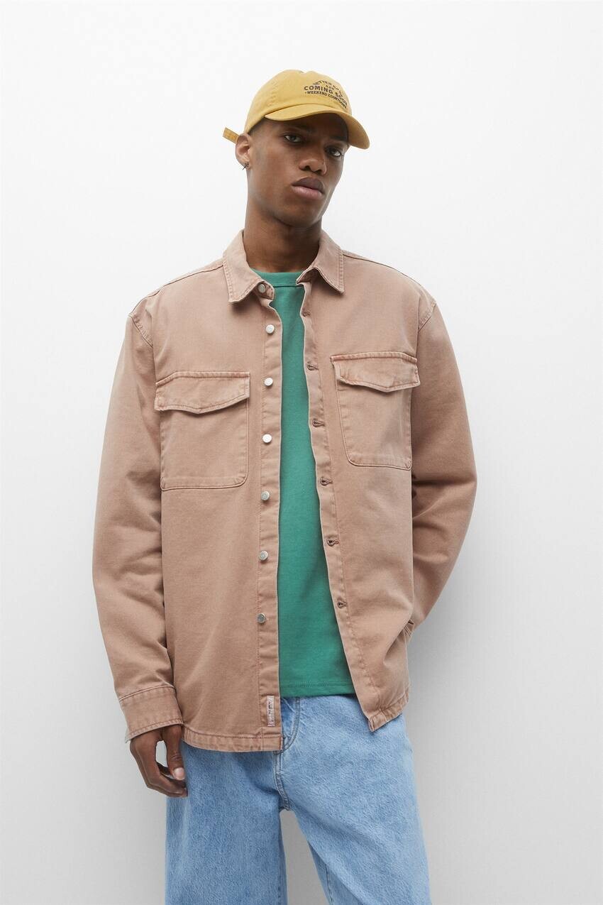 

Рубашка с длинными рукавами Pull&Bear, пастельный розовый