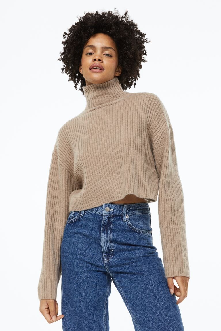 

Водолазка в рубчик H&M, бежевый