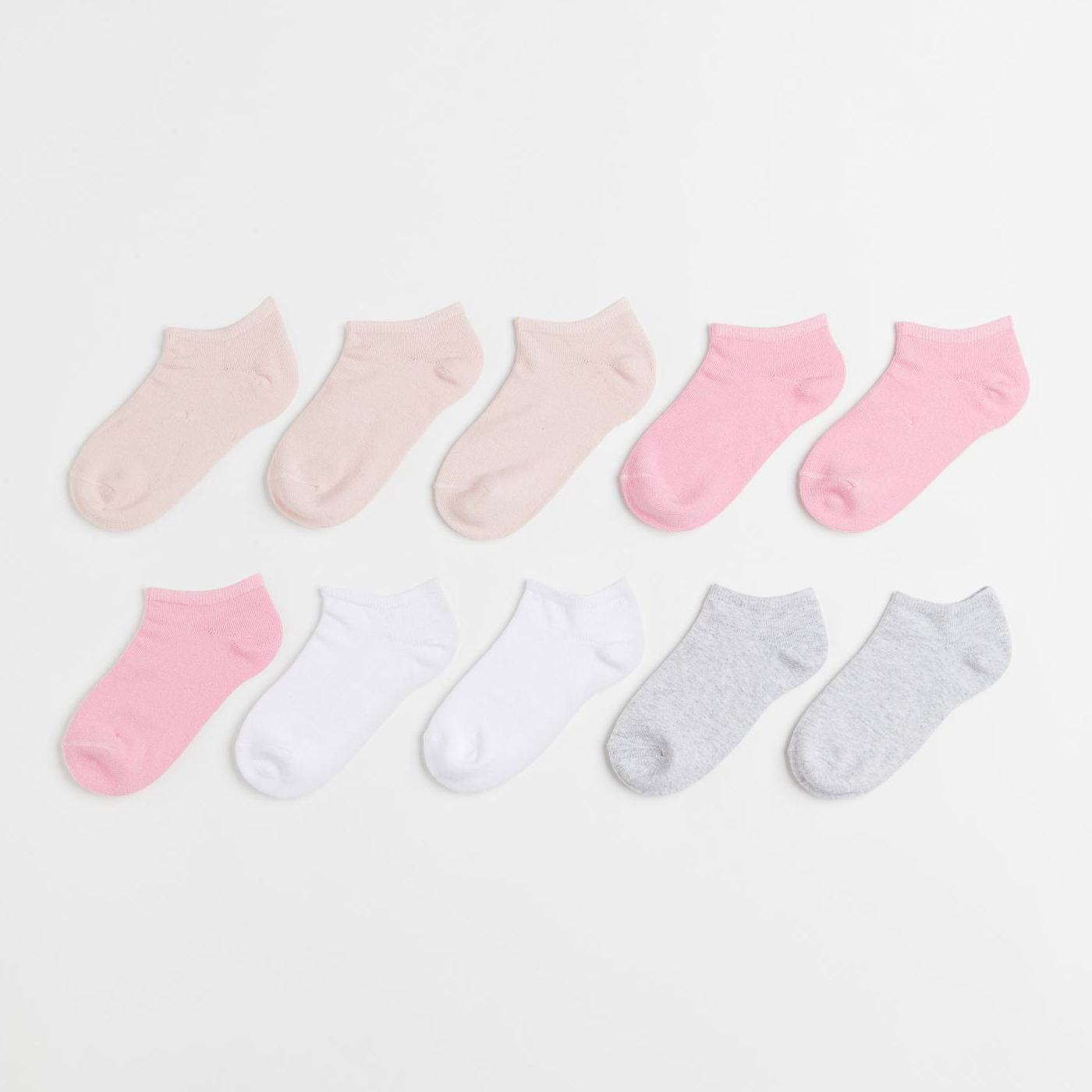 10 пар коротких носков H&M, розовый/бежевый/серый меланж