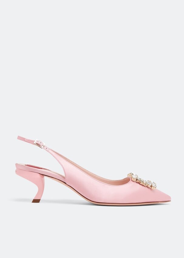 

Туфли ROGER VIVIER Virgule strass buckle slingback pumps, розовый
