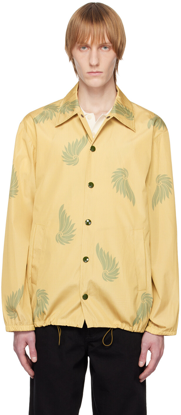 

Куртка цвета хаки с рисунком Dries Van Noten