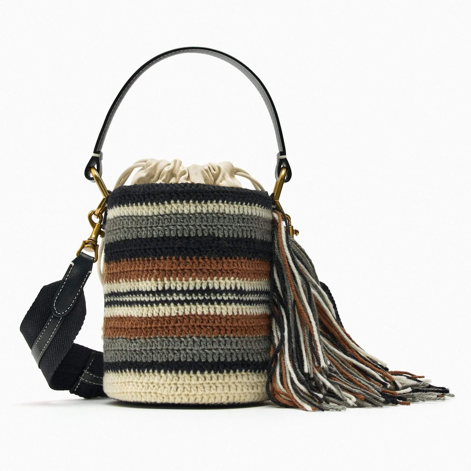 

Сумка Zara Striped Bucket, мультиколор
