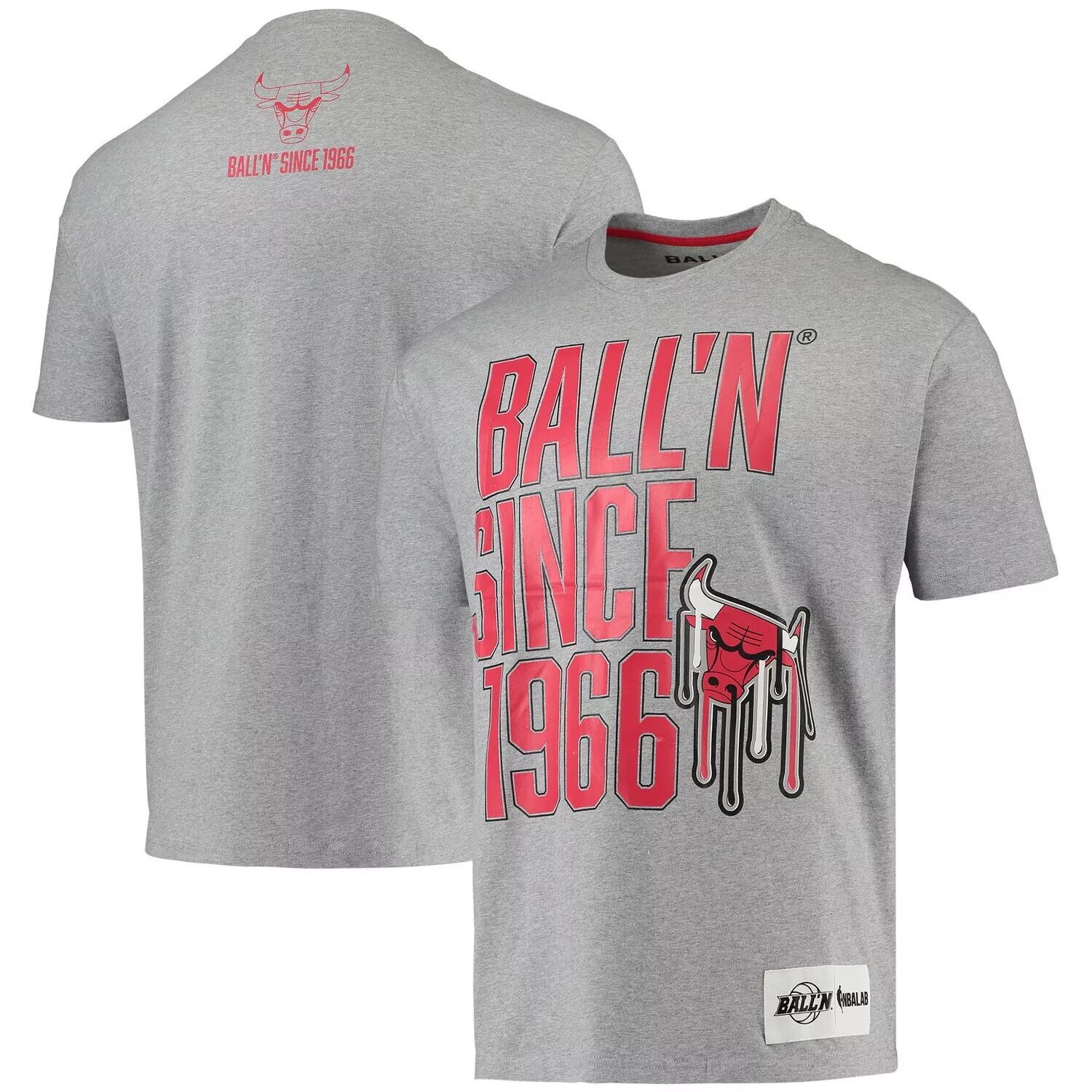 

Мужская футболка BALL'N Heathered Grey Chicago Bulls с 1966 года