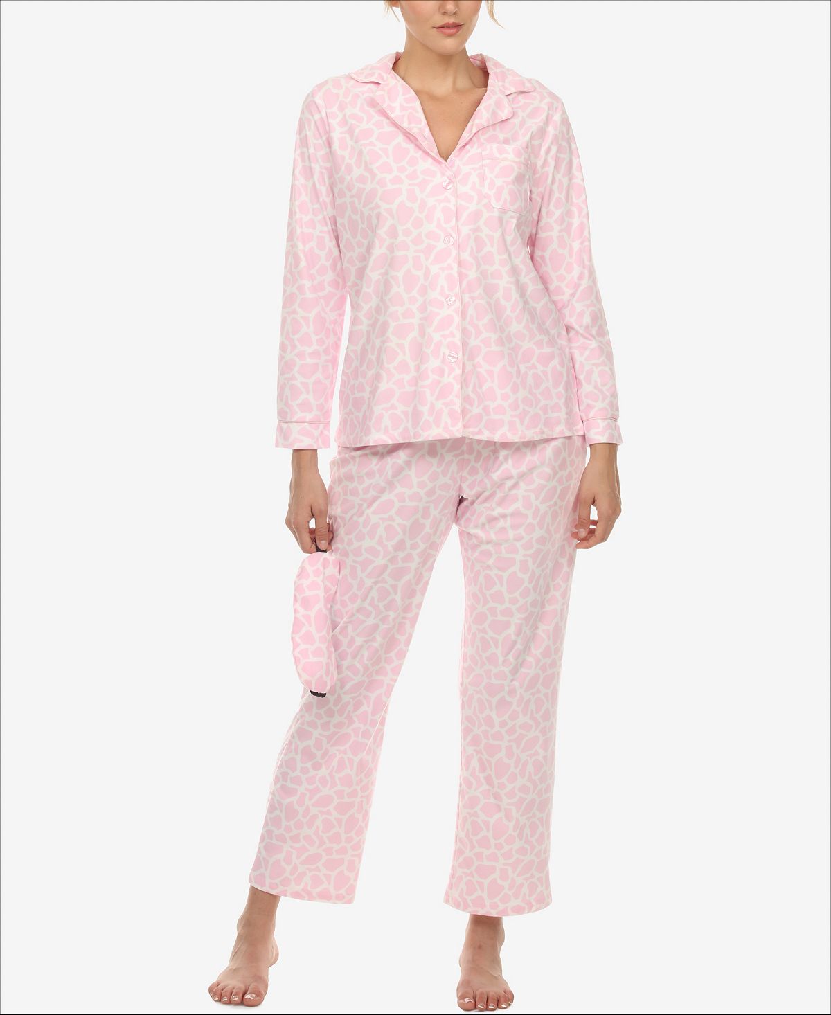 Женский пижамный комплект, 3 предмета White Mark, розовый пижамный комплект больших размеров 3 предмета white mark розовый