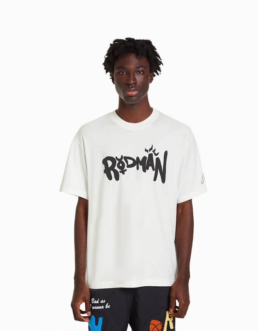 

Футболка Bershka Dennis Rodman X Bershka Print, белый