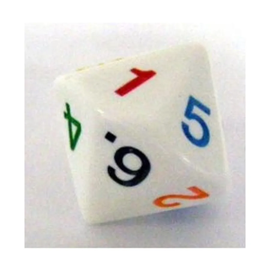 

d14 Белый с Радугой – от 1 до 7 дважды, Dice - Jumbo Opaque (Koplow)
