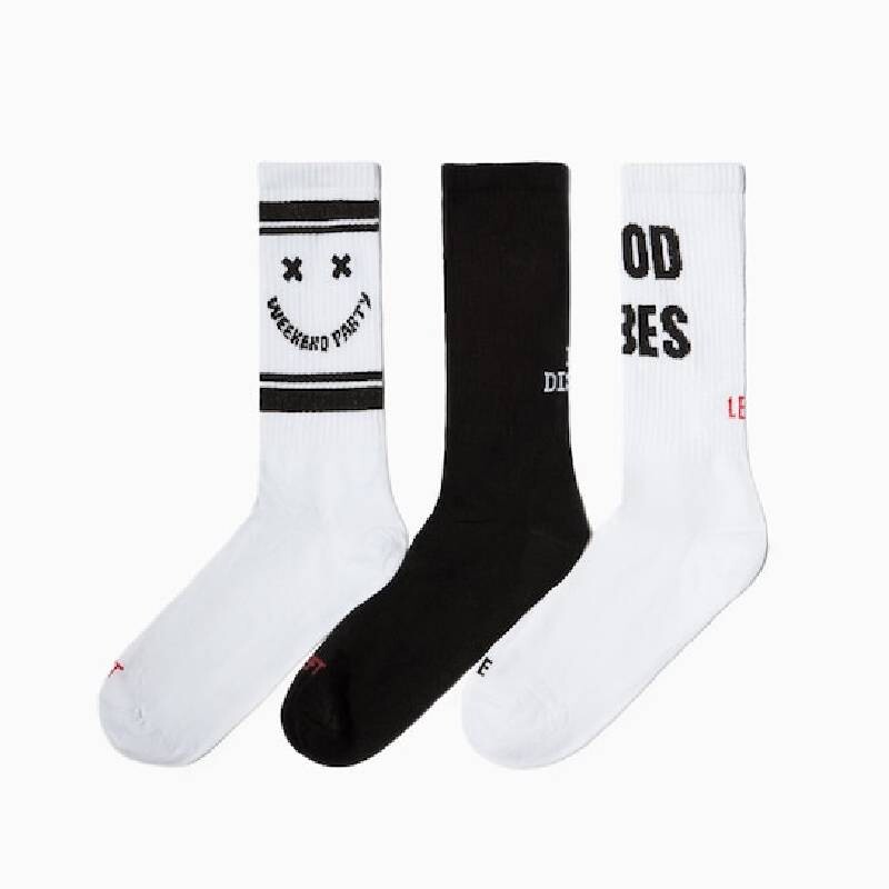 

Носки мужские Bershka Set Of 3 Print, черно-белый