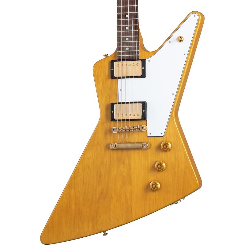 

Переиздание Gibson Custom 1958 Korina Explorer с белой накладкой 58KEXVOGH1