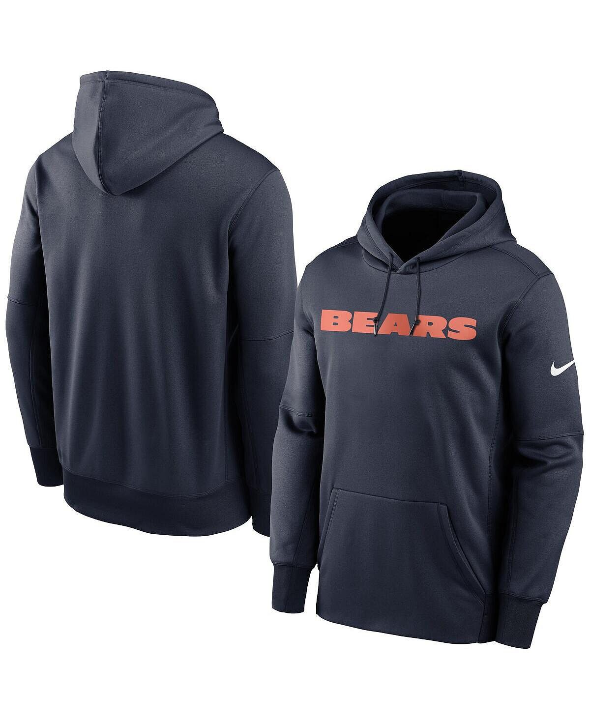 

Мужская темно-синяя толстовка с капюшоном chicago bears fan gear wordmark performance pullover Nike, синий