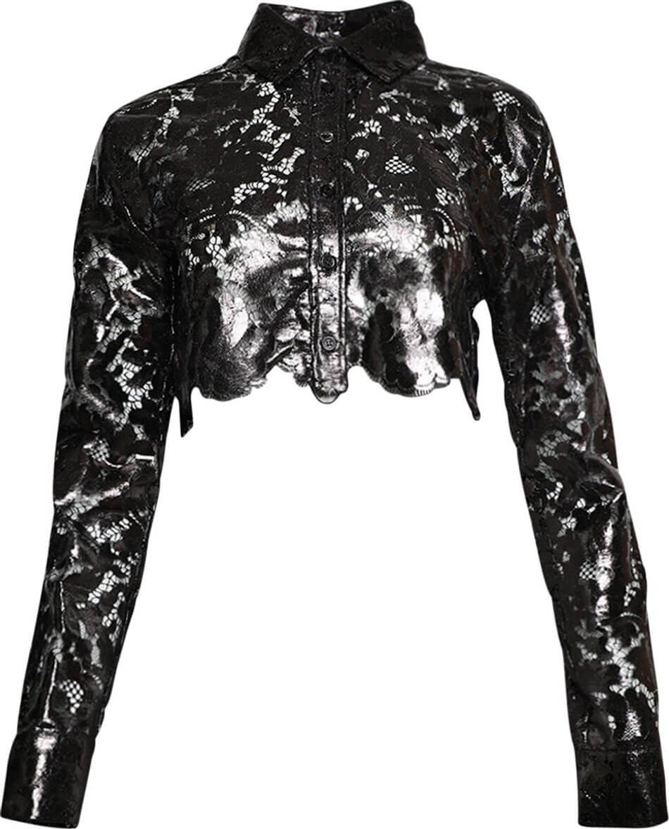 цена Рубашка Coperni Lace Cropped, коричневый