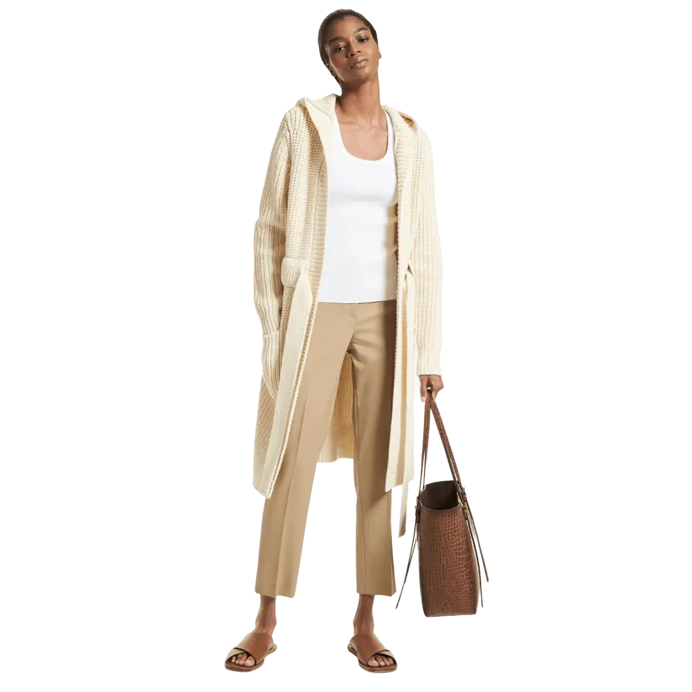 

Кардиган Michael Kors Merino Wool and Cashmere Hooded, светло-бежевый