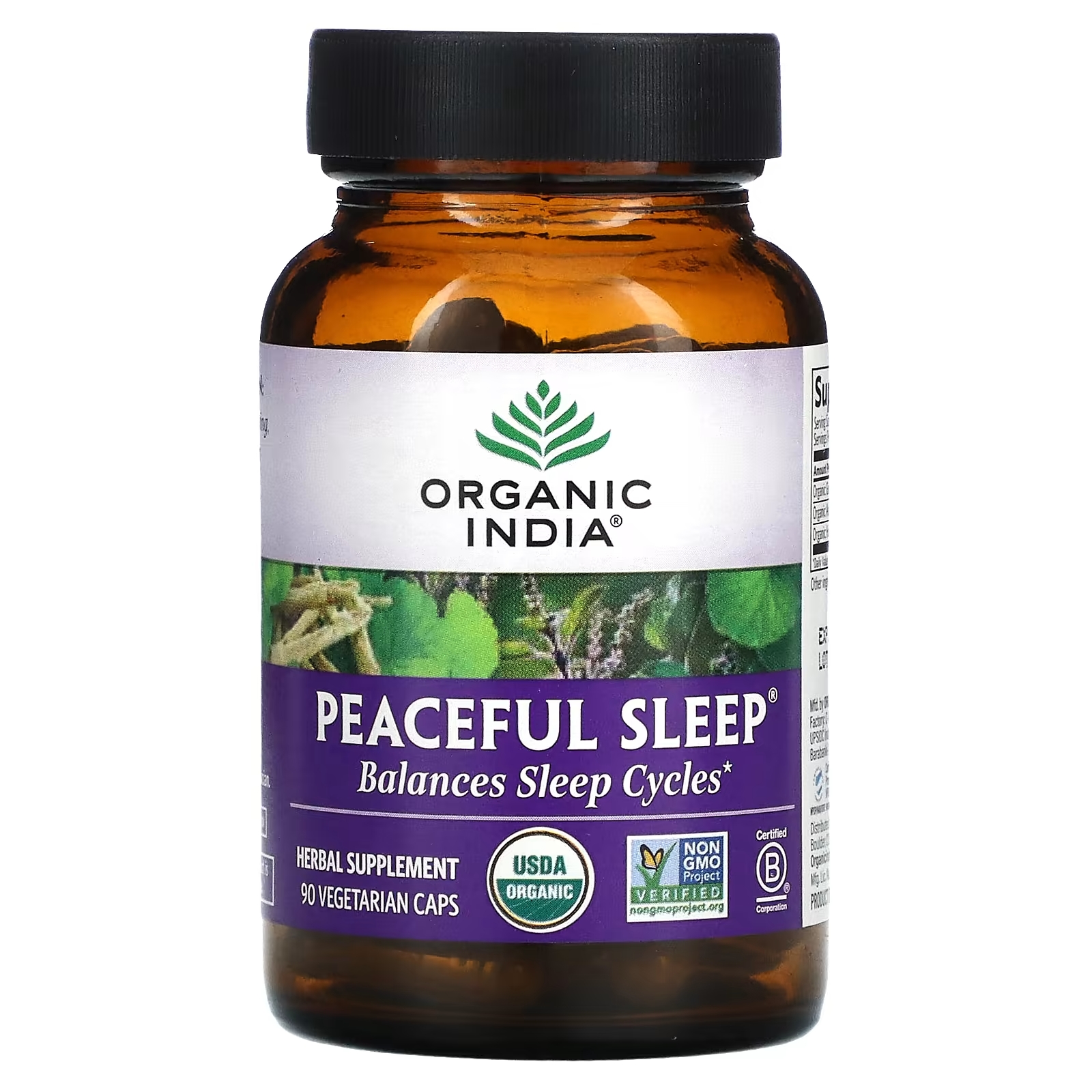 Пищевая Добавка для Спокойного Сна Organic India, 90 вегетарианских капсул enzymatic therapy remifemin добавка для спокойного сна 21 таблетка