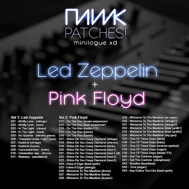 Патчи Korg Minilogue XD - Rawk Patches Vol 1 + 2: Led Zeppelin + Pink Floyd защитная крышка decksaver korg minilogue xd module