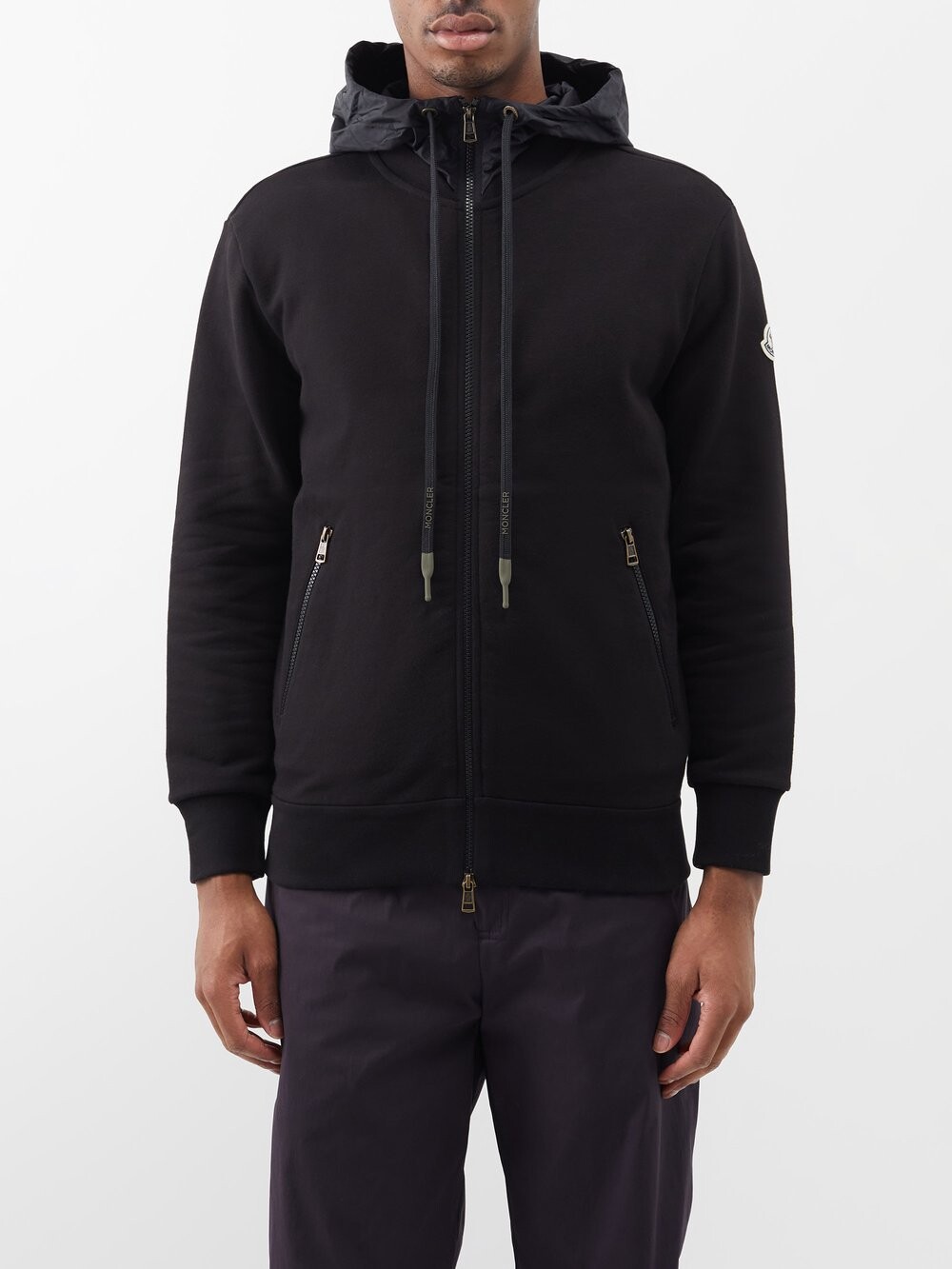 

Толстовка на молнии из хлопкового джерси Moncler, черный