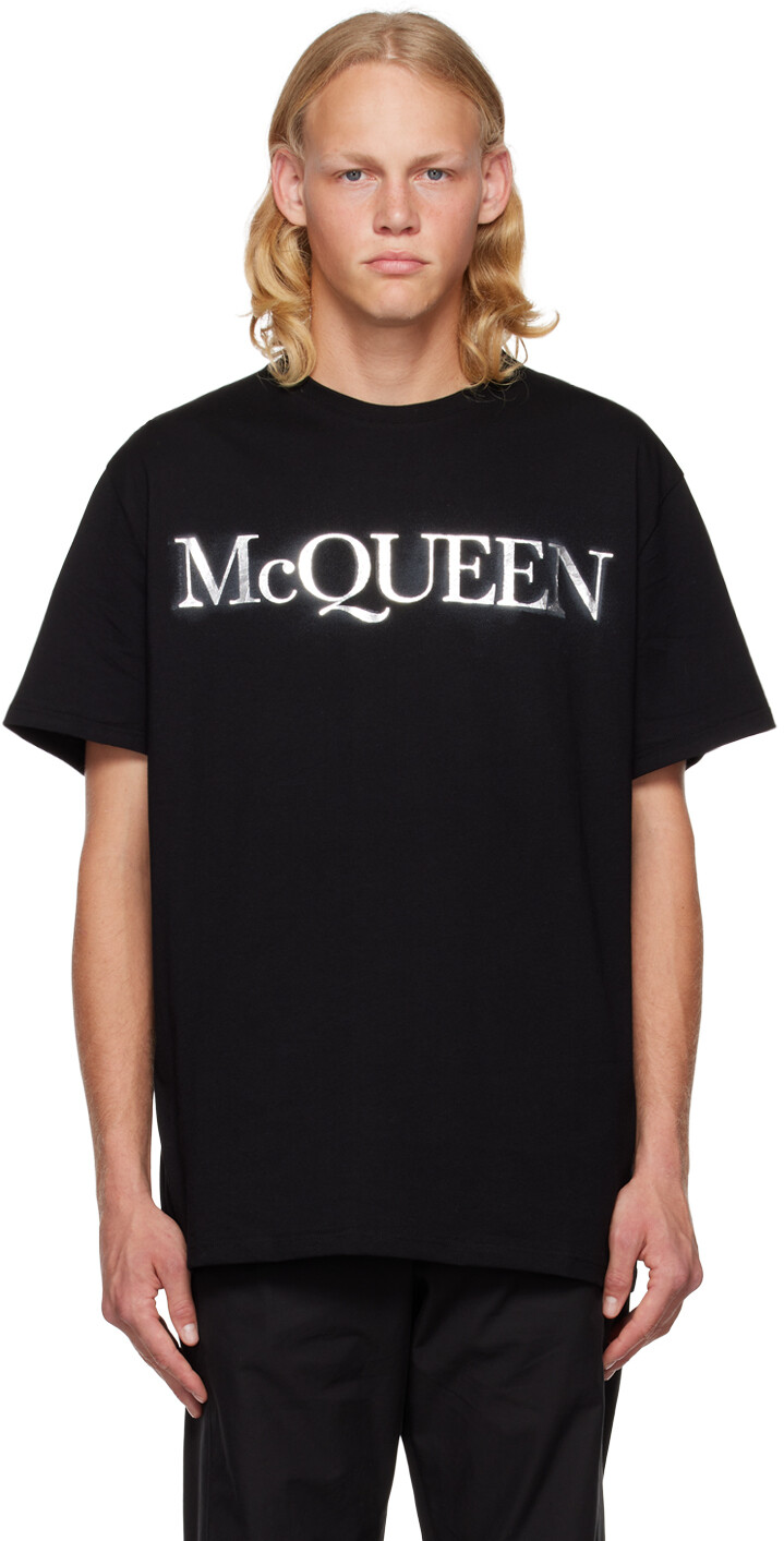 

Черная футболка с принтом Alexander McQueen, Черный