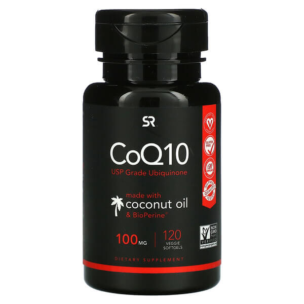 Коэнзим Q10 с экстрактом BioPerine, 100 мг, 120 капсул, Sports Research