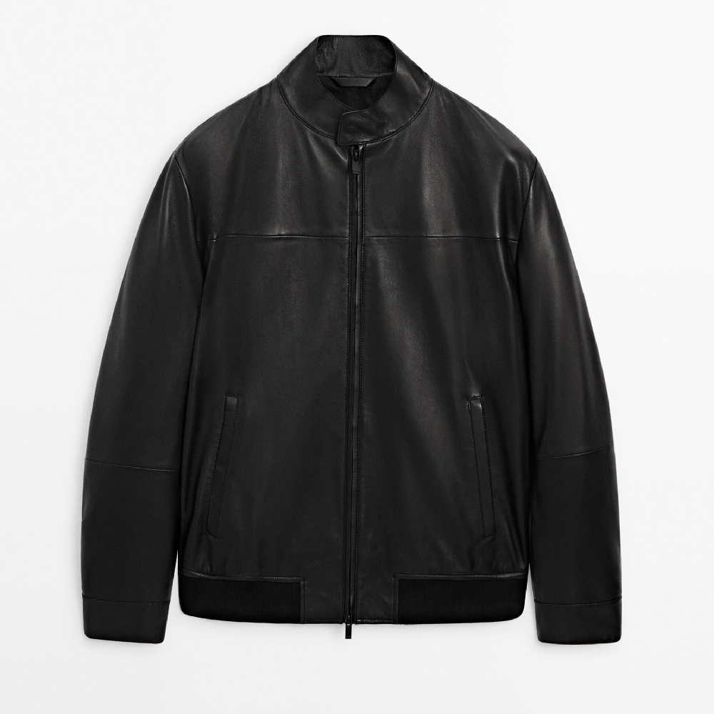 Куртка Massimo Dutti Nappa Leather, черный
