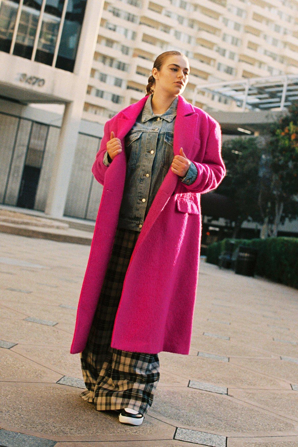 Шерстяное пальто премиум-класса больших размеров с начесом Nasty Gal, розовый цена и фото