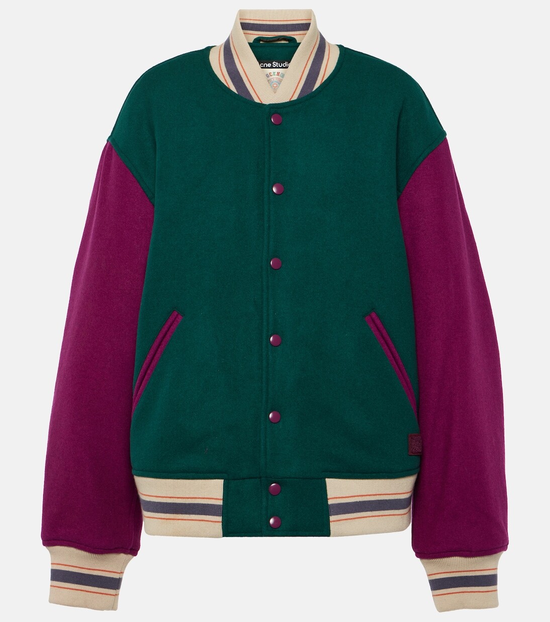 

Университетская куртка из смесовой шерсти Acne Studios, зеленый