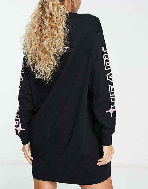 

Черная футболка для сна с длинными рукавами ASOS DESIGN Disco Heartbreaker, Черный