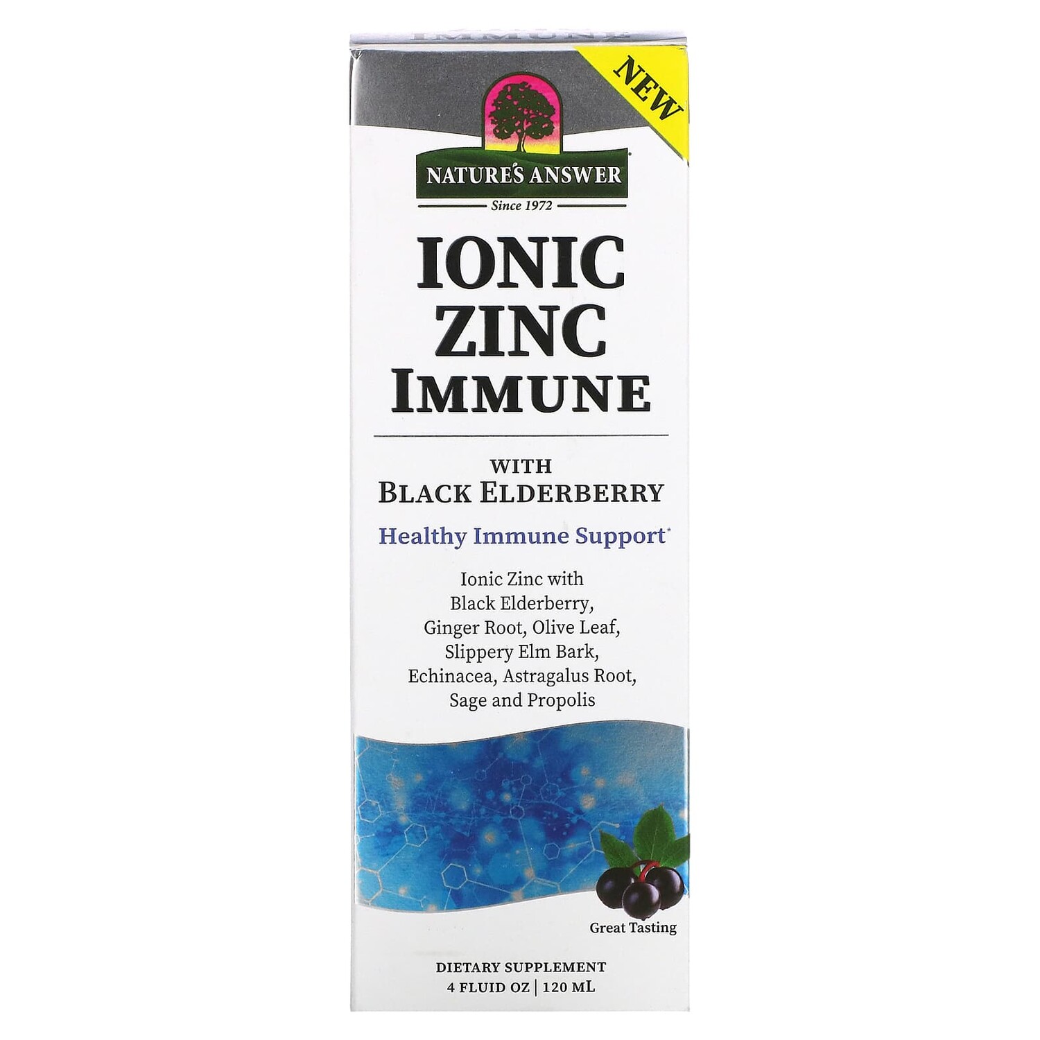 

Ionic Zinc Immune с черной бузиной, 120 мл (4 жидк. Унции), Nature's Answer